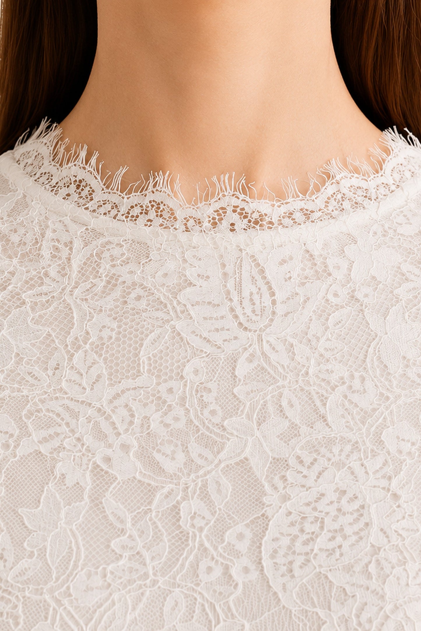 Lilia Asymmetric Drape Lace Maxi Dress • White