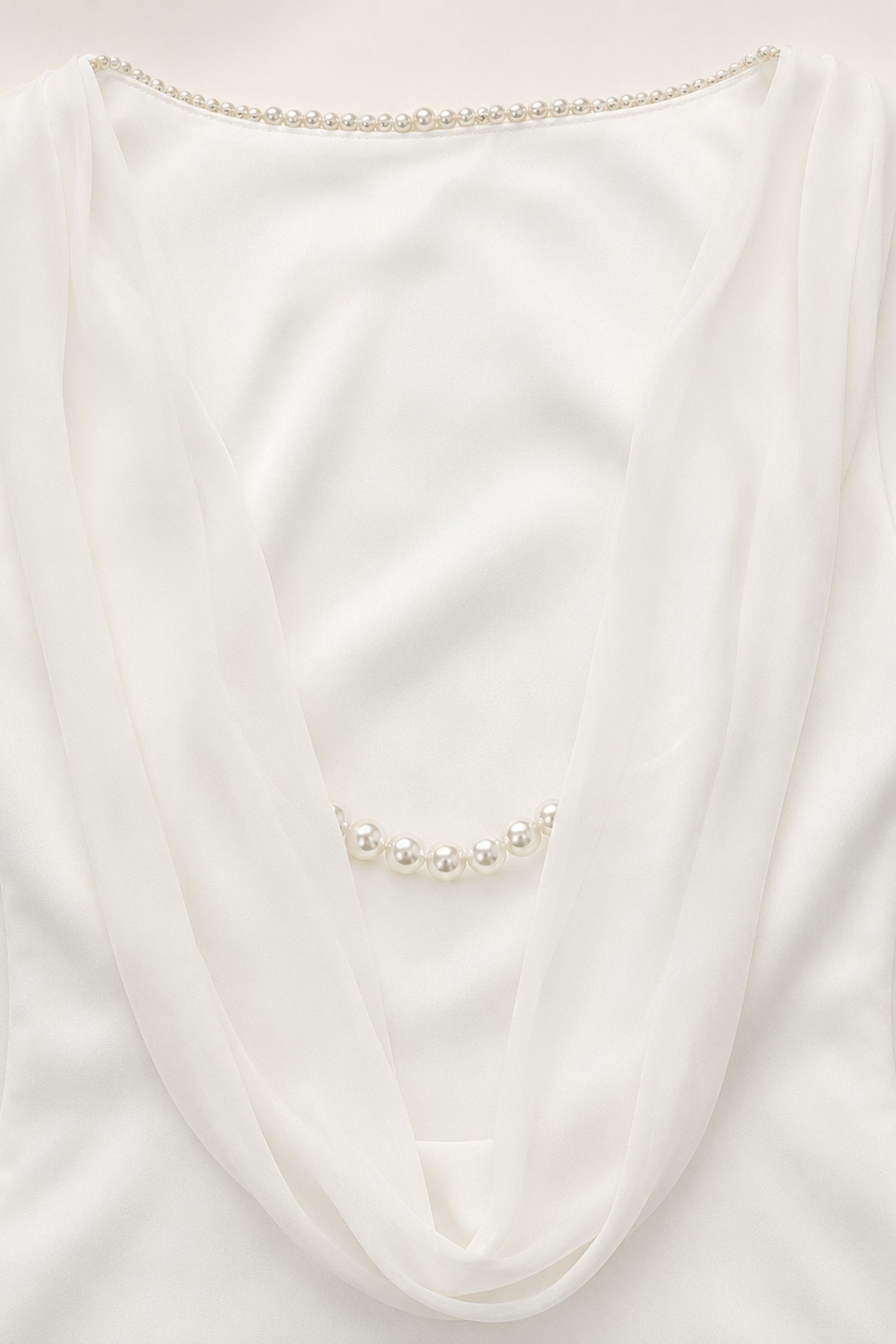 Clarisse Pearl-trim Open-back Midi Dress • White