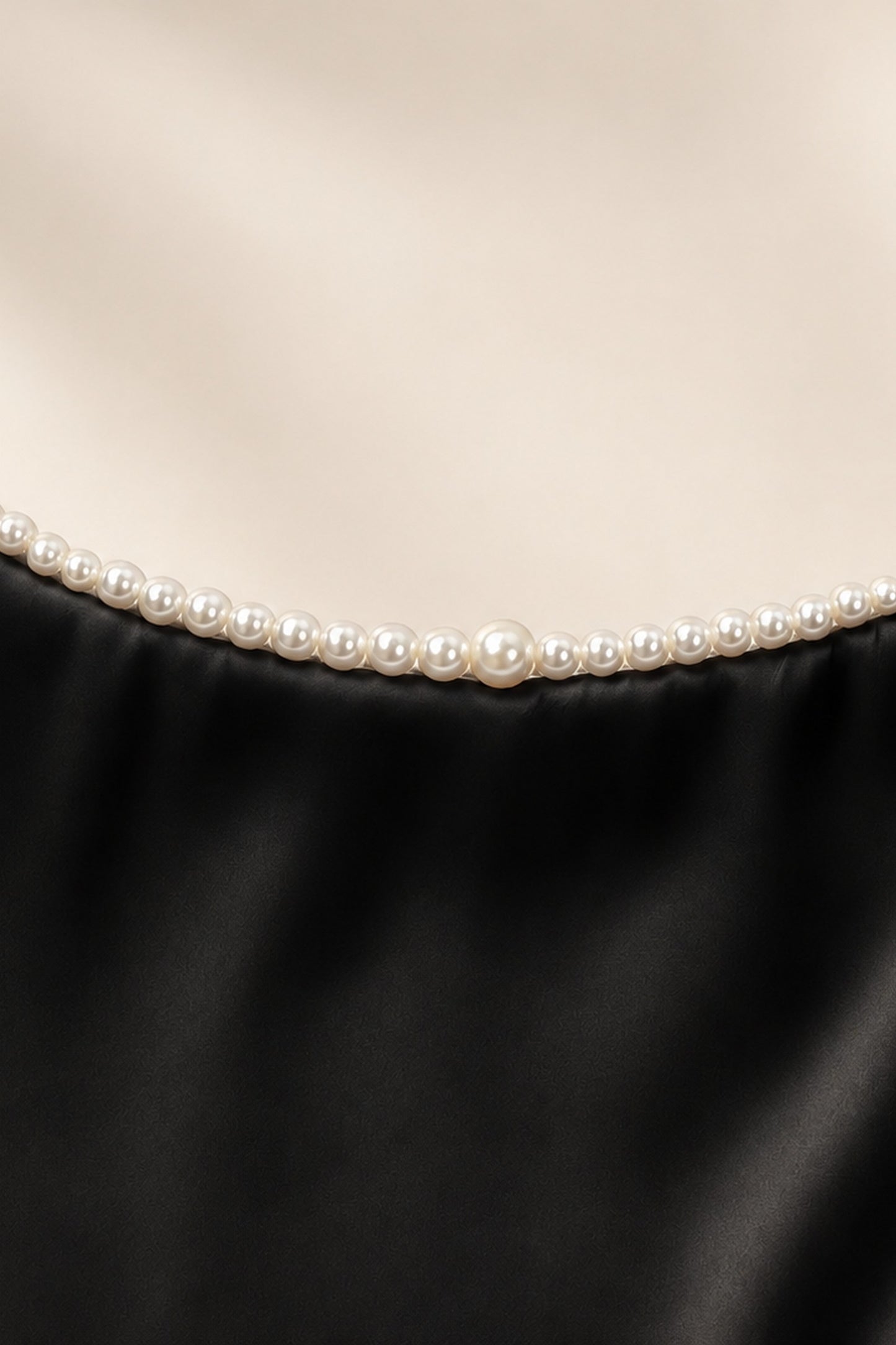 Clarisse Pearl-trim Open-back Midi Dress • Black