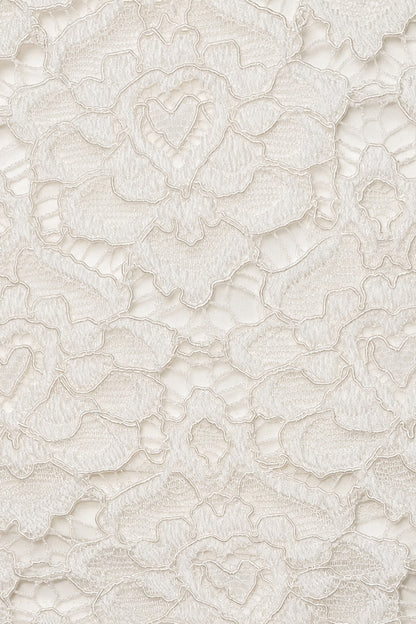 Ilyana Asymmetric Floral Lace Midi Dress • Ivory