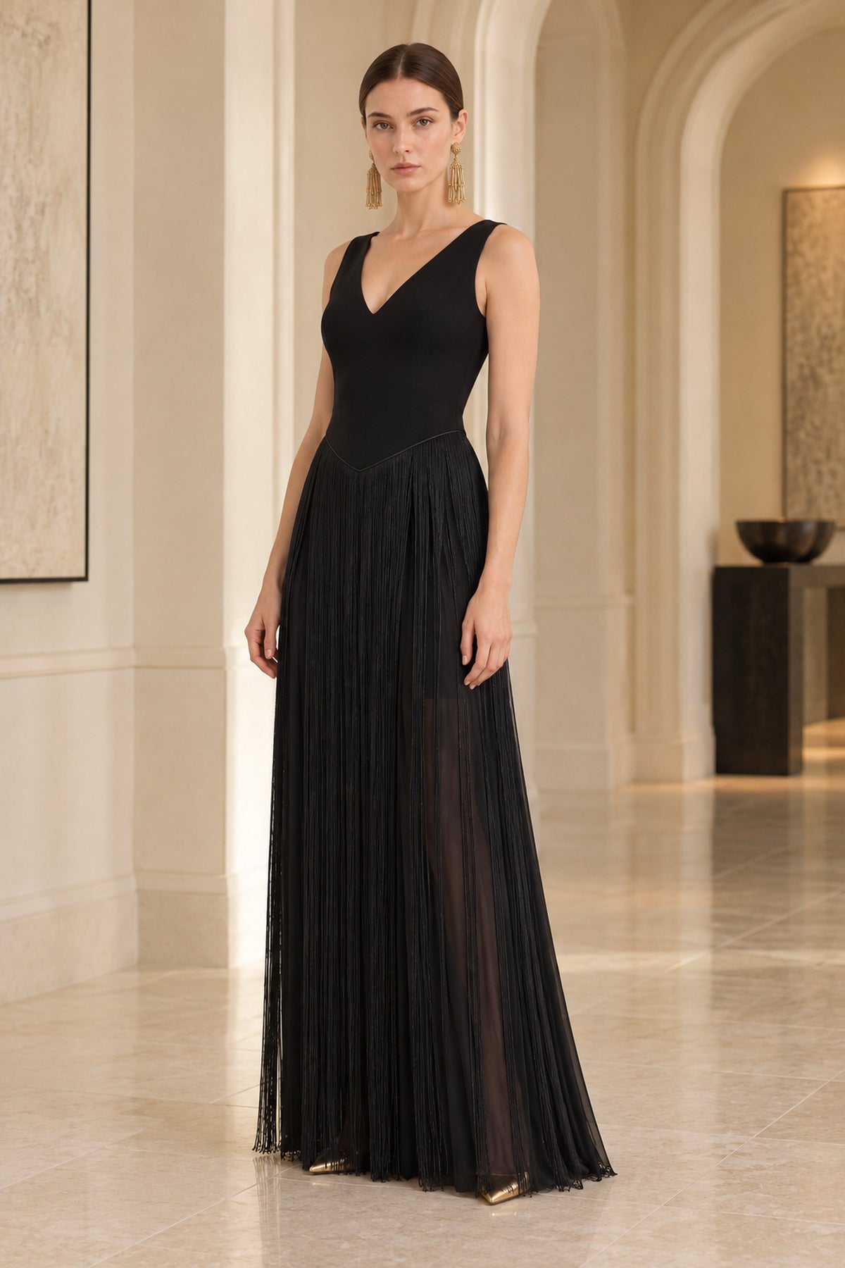 Virelle Fringe Dress • Black