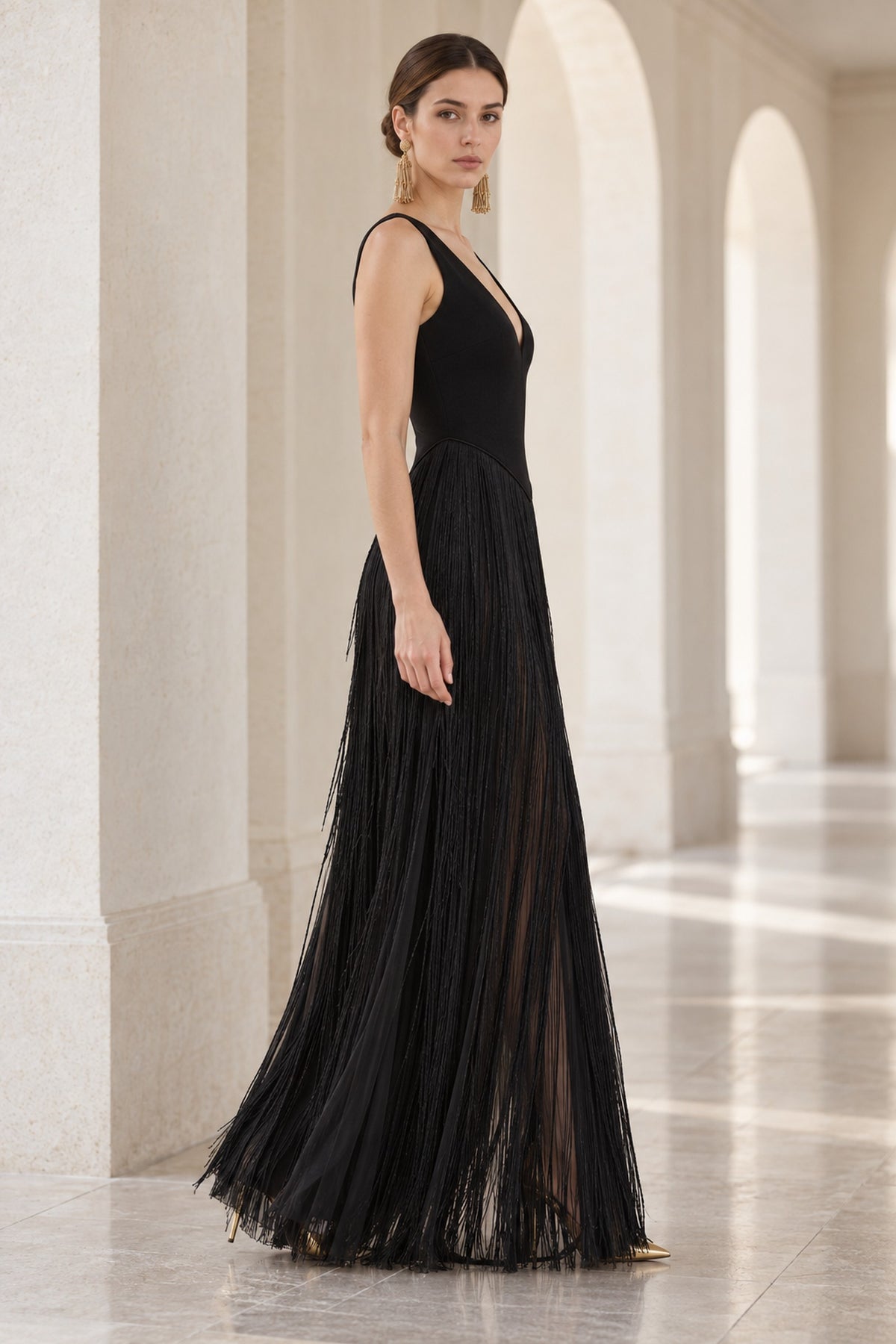 Virelle Fringe Dress • Black