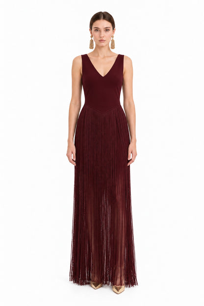 Virelle Fringe Dress • Burgundy