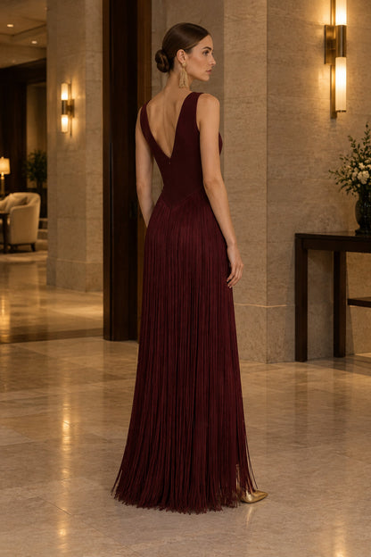 Virelle Fringe Dress • Burgundy