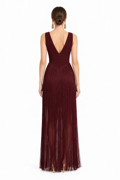 Virelle Fringe Dress • Burgundy