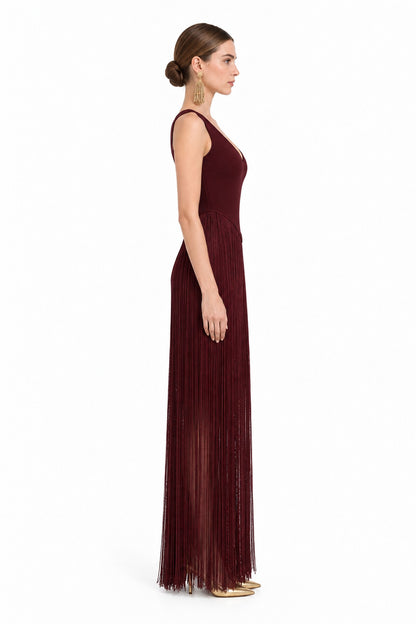 Virelle Fringe Dress • Burgundy