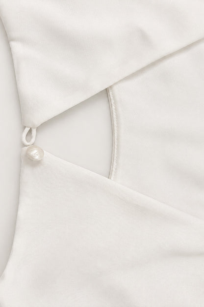 Opaline Teardrop-back Midi Dress • White