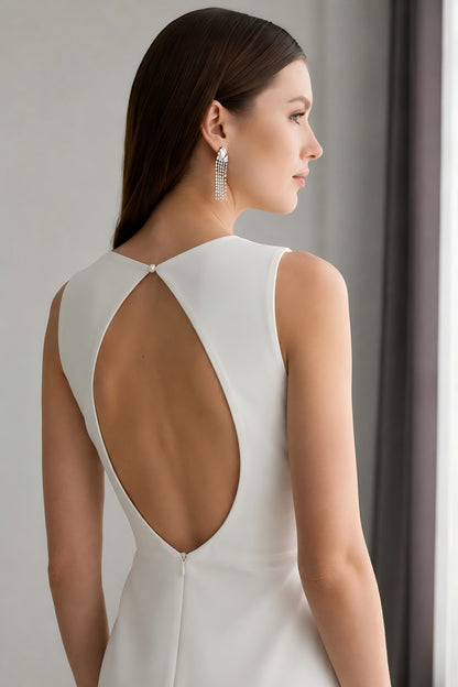 Opaline Teardrop-back Midi Dress • White