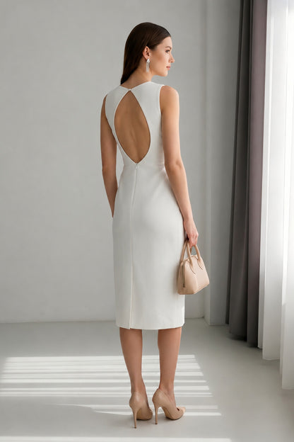 Opaline Teardrop-back Midi Dress • White