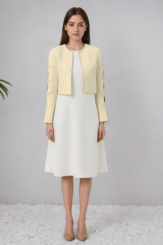 Eira Crystals Short Cape Jacket Yellow