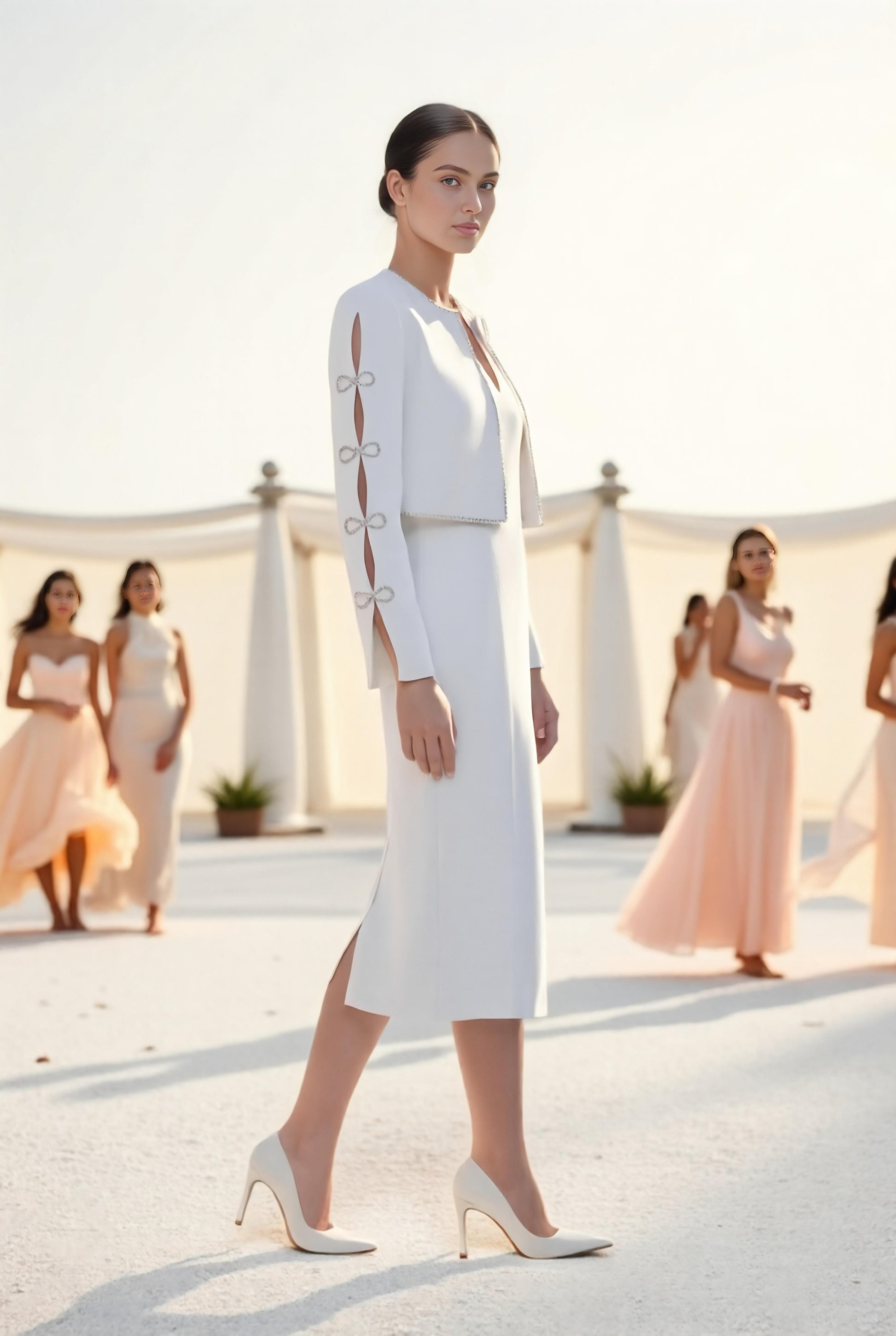 Eira White Crop Jacket – polished cropped silhouette