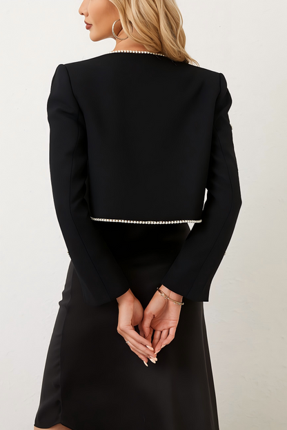 Eira Round Neck Crystal Crop Jacket