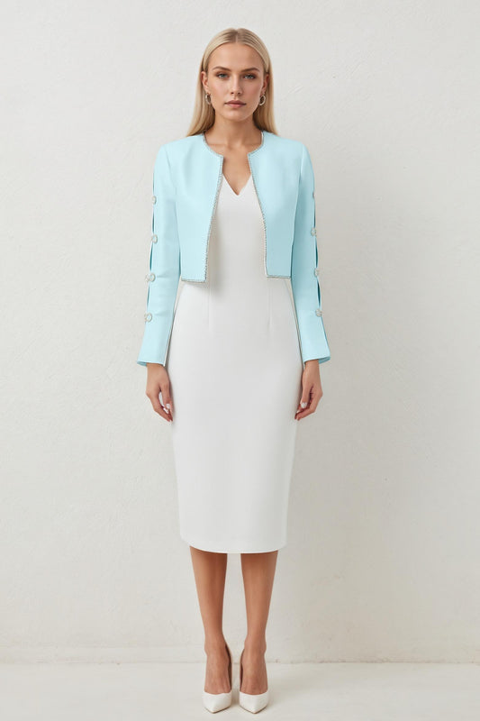 Eira Crystals Short Cape Jacket Blue