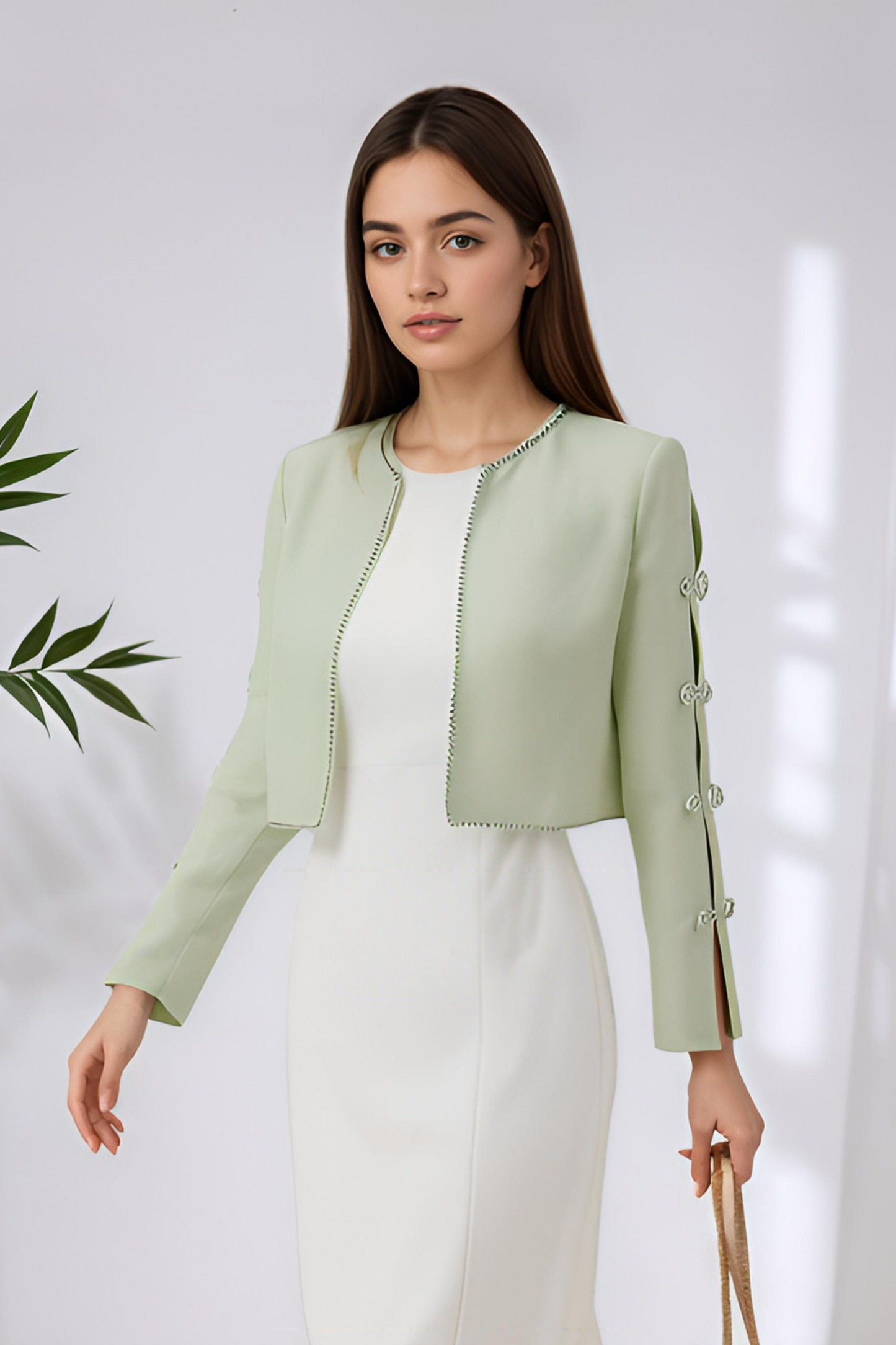 Eira Crystals Short Cape Jacket Mint