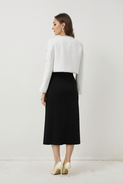 Eira Crystals Short Cape Jacket White