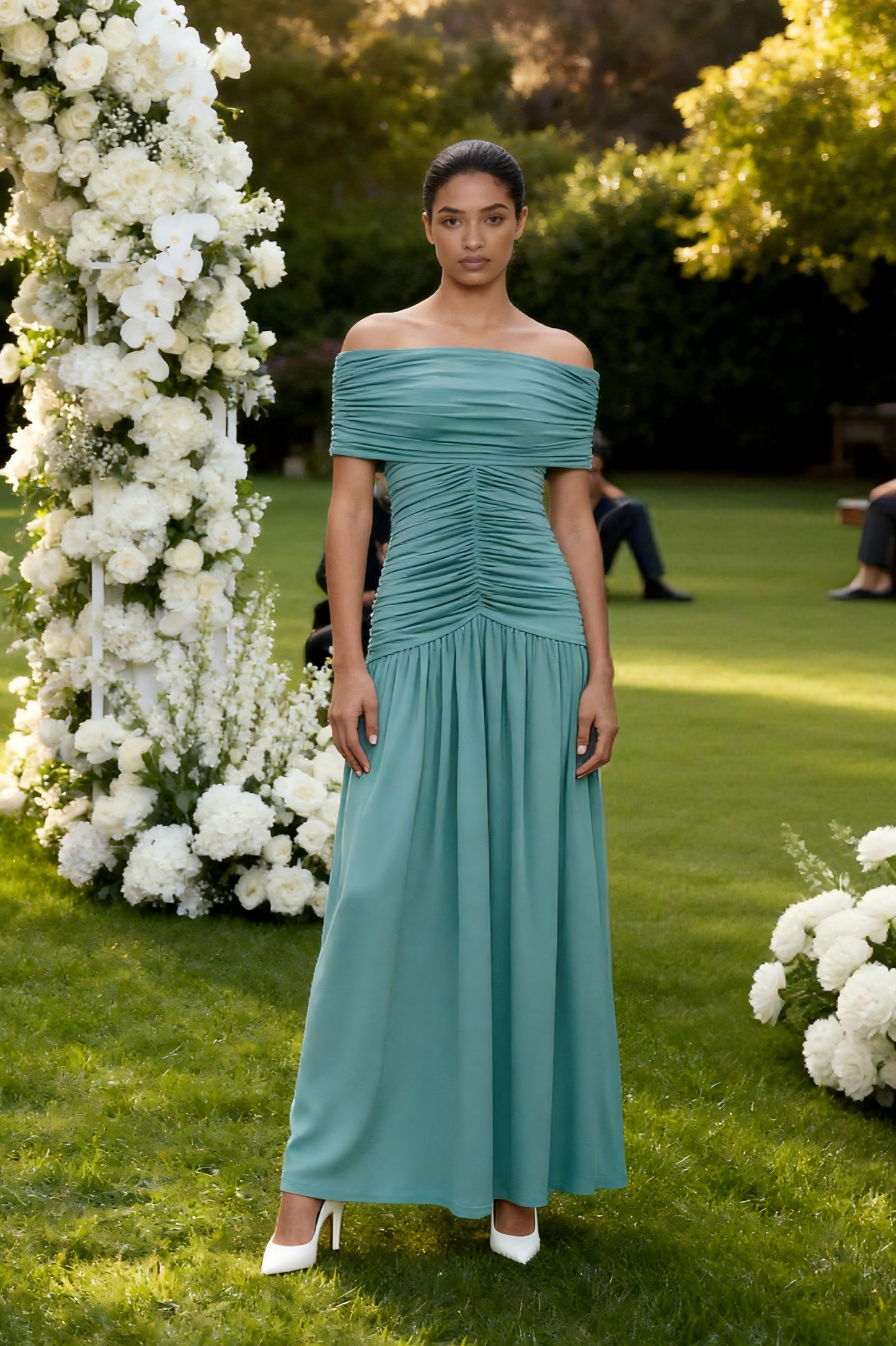 Camille Off-Shoulder Maxi Dress • Mint