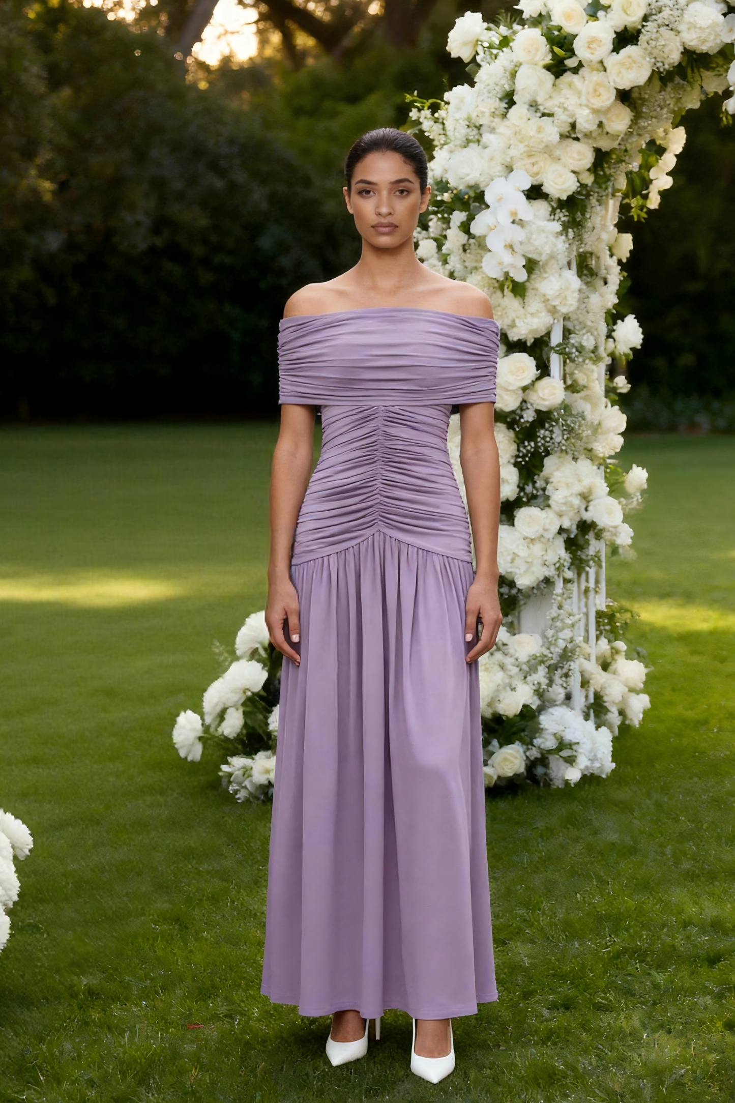 Camille Off-Shoulder Maxi Dress • Lilac