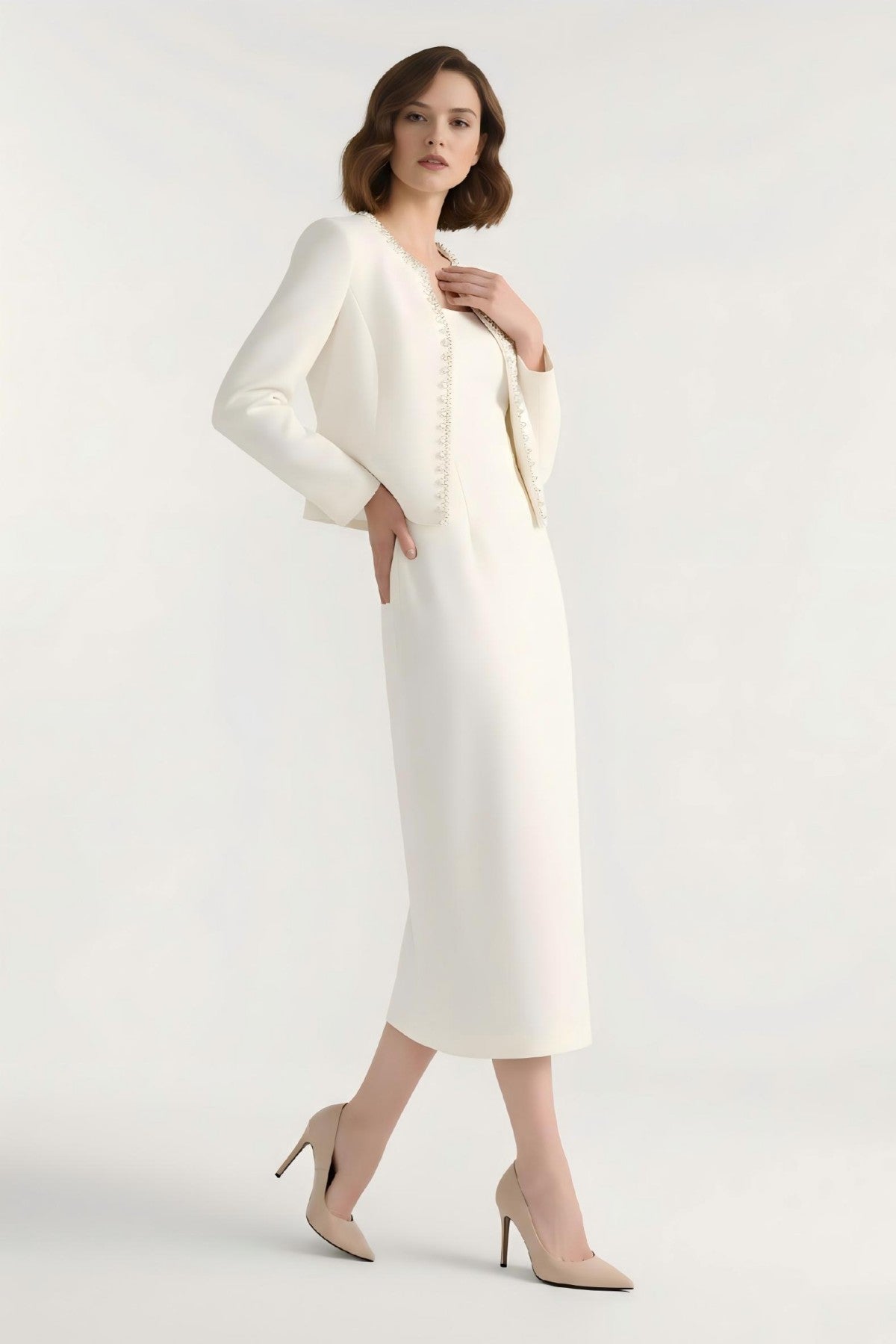 Aurelia Crystal Edge Power Cropped Blazer