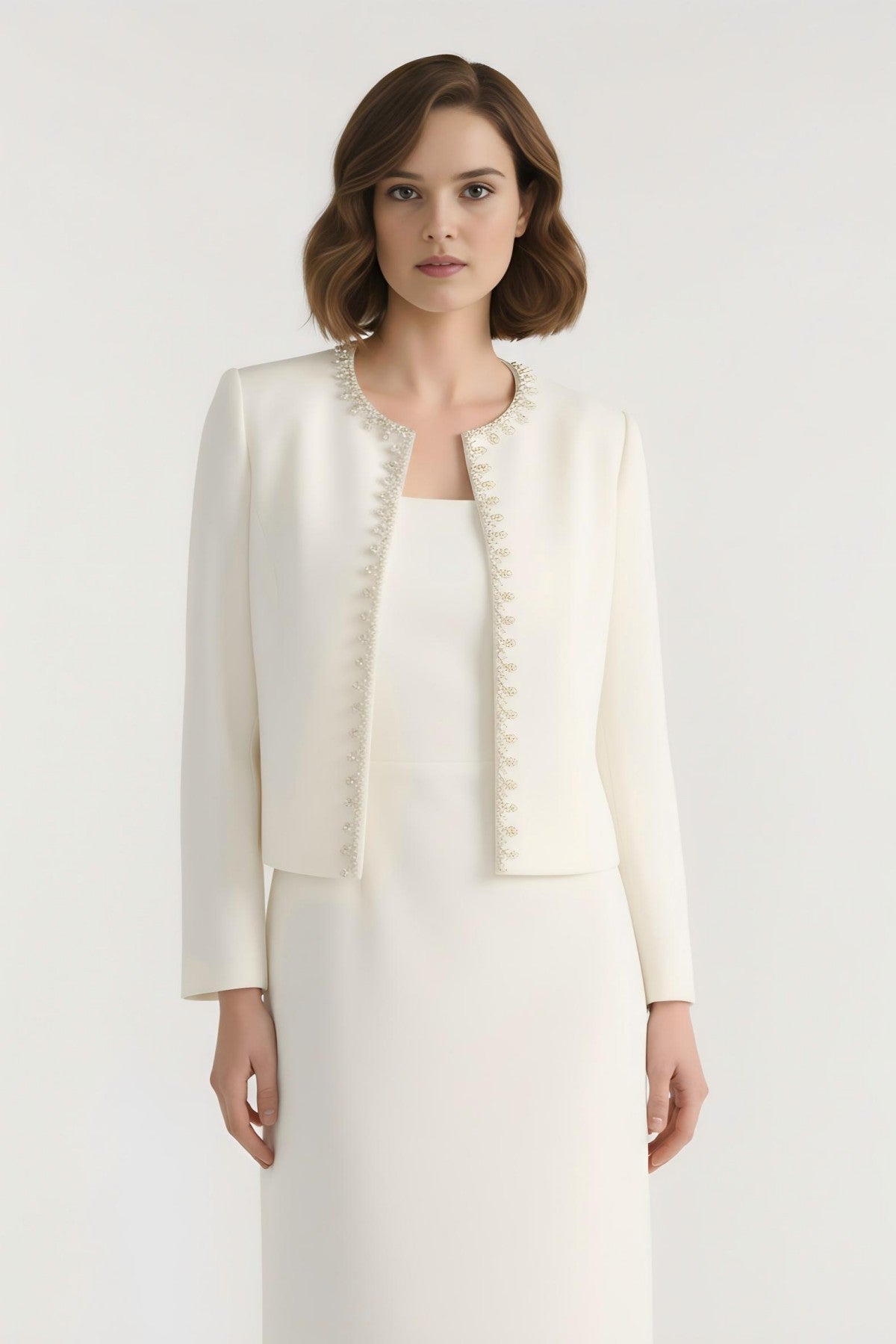 Aurelia Crystal Edge Power Cropped Blazer