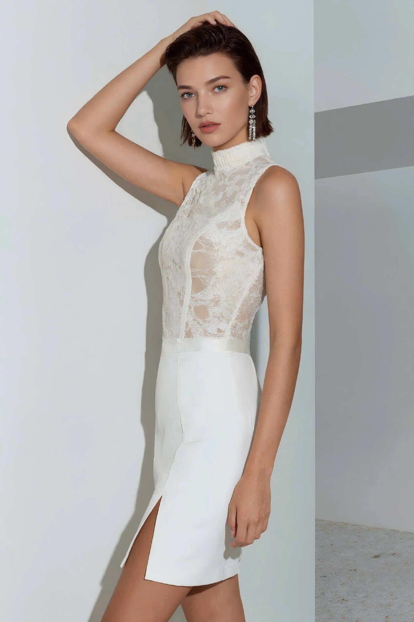 Vivienne Lace Mini  Dress • White