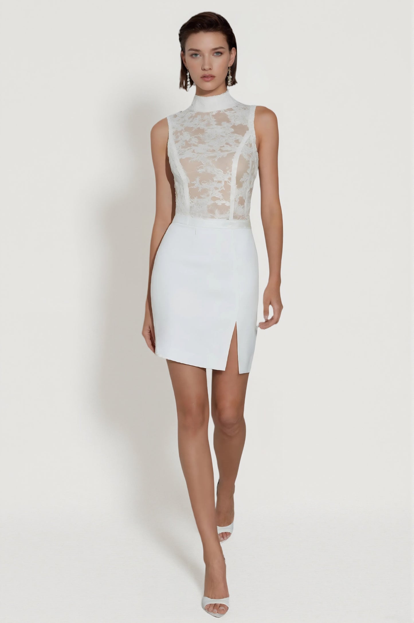 Vivienne Lace Mini  Dress • White