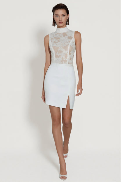 Vivienne Lace Mini  Dress • White