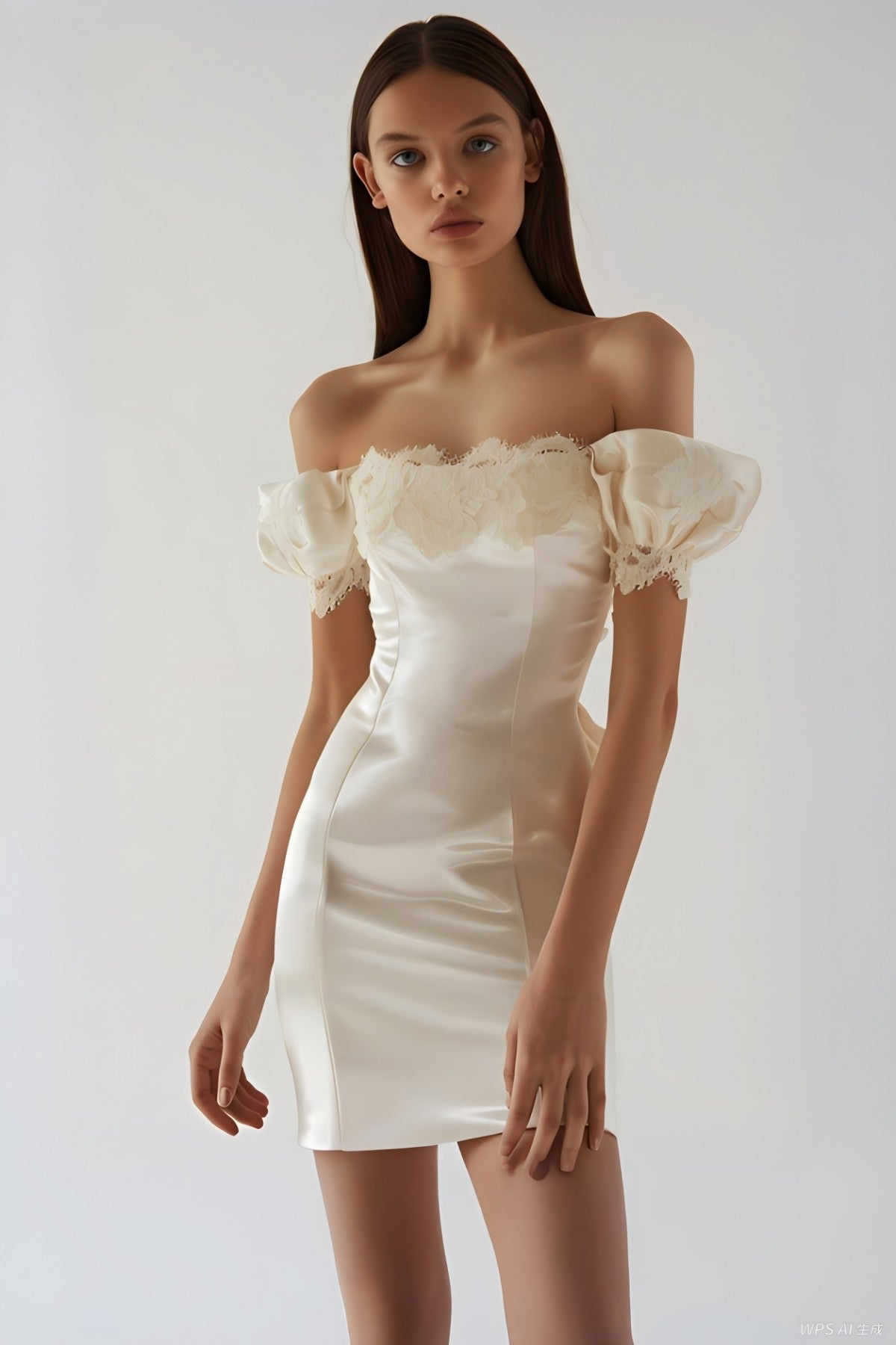 Isolde Puff Sleeve Mini Dress • Ivory