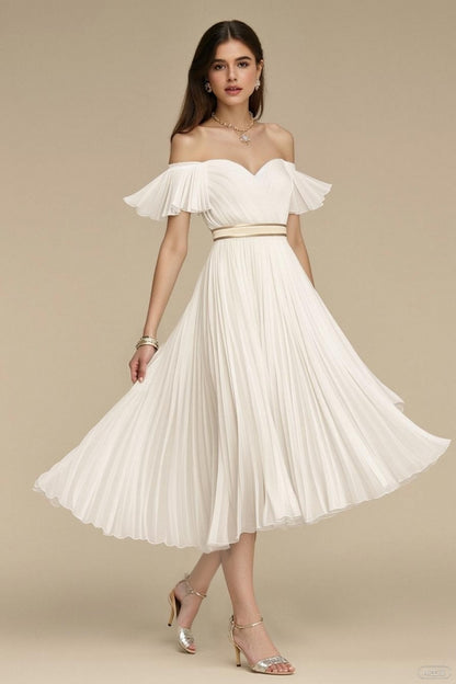 Thea Pleat Dress • Ivory