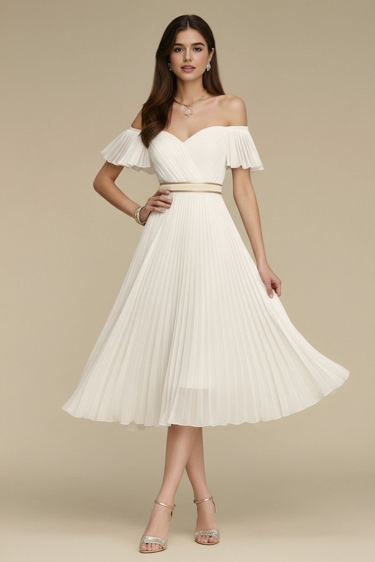 Thea Pleat Dress • Ivory