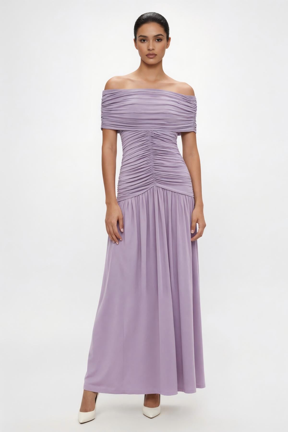 Camille Off-shoulder Maxi Dress • Lilac
