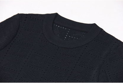 Pattern Knit Crop Sweater Top