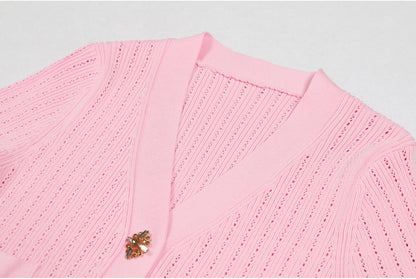 Short Sleeve Knit Top Skirt Set
