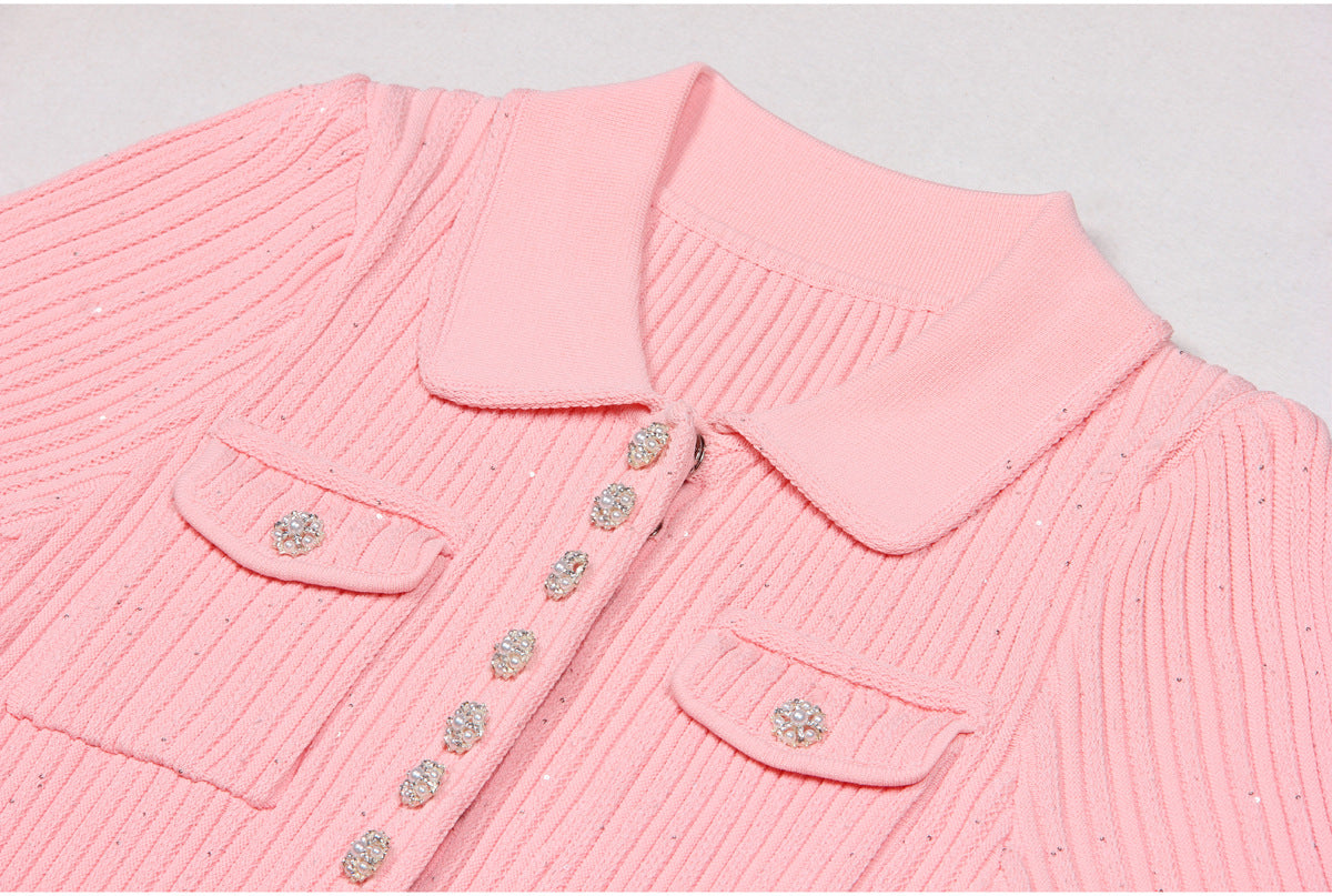 Short Sleeve Knitted Mini Dress