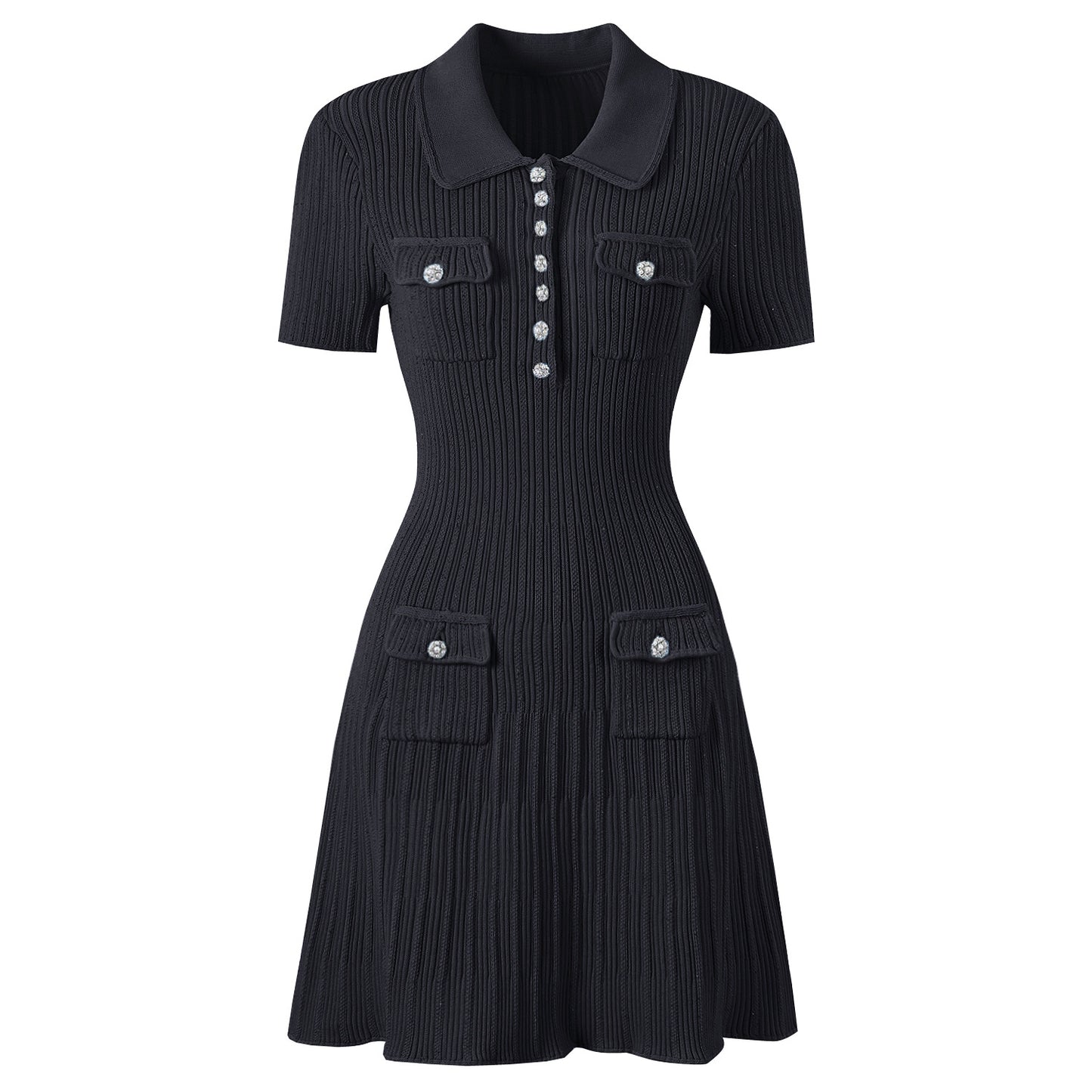 Short Sleeve Knitted Mini Dress