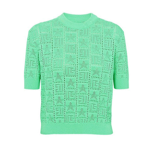 Pattern Knit Crop Sweater Top