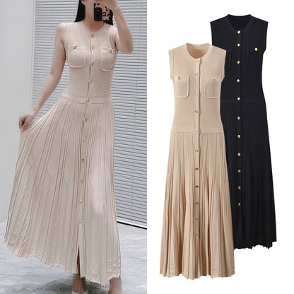 Round Neck Sleeveless Knitted Dress
