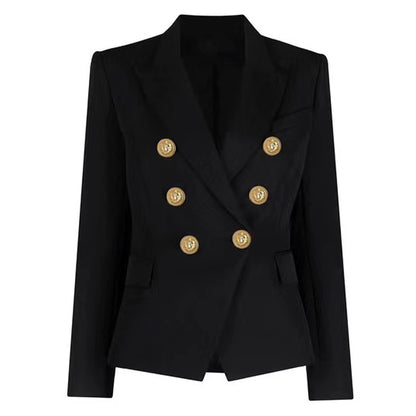 Classic Peak Collar Double Breasted Blazer Jacket
