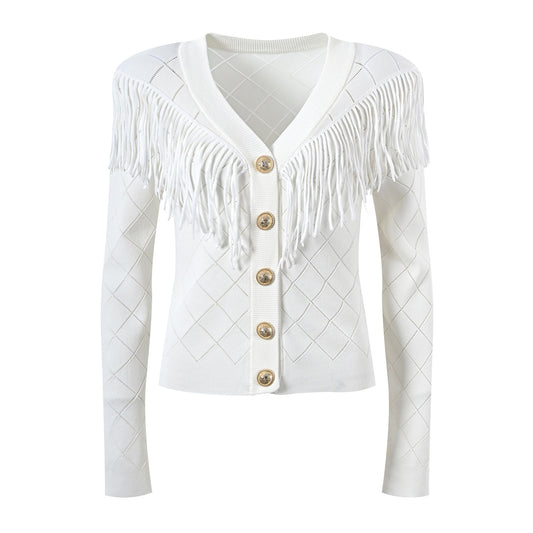 Tassled Knitted Cardigan