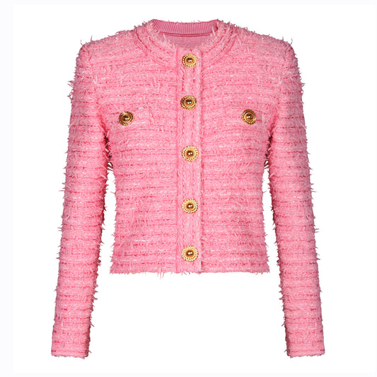Pink Knitted Woolen Cardigan