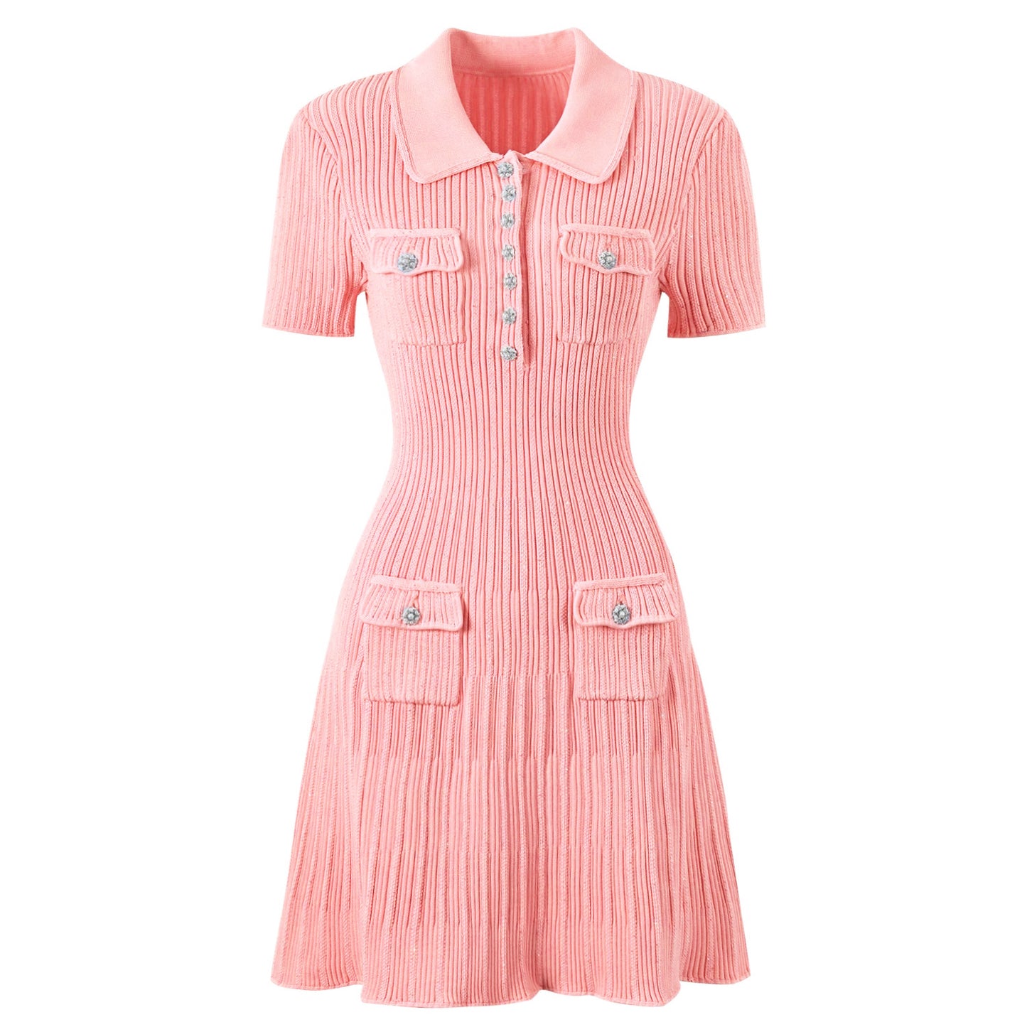 Short Sleeve Knitted Mini Dress