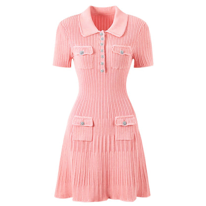 Short Sleeve Knitted Mini Dress