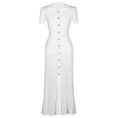 Short-sleeved Knit Midi Dress