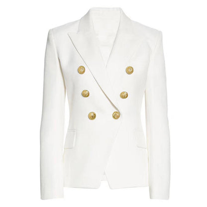 Classic Peak Collar Double Breasted Blazer Jacket