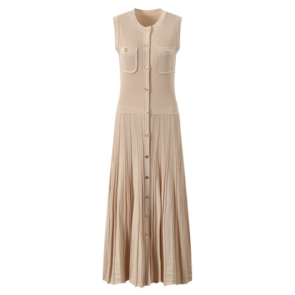 Round Neck Sleeveless Knitted Dress