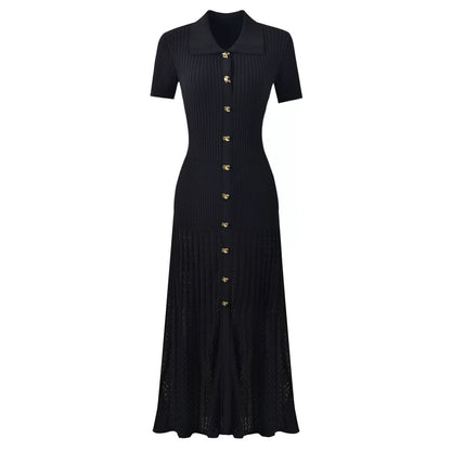 Short-sleeved Knit Midi Dress