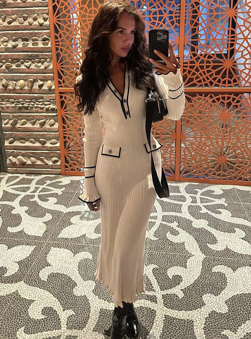 Flared Sleeves Knit Dress