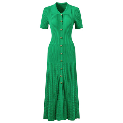 Short-sleeved Knit Midi Dress