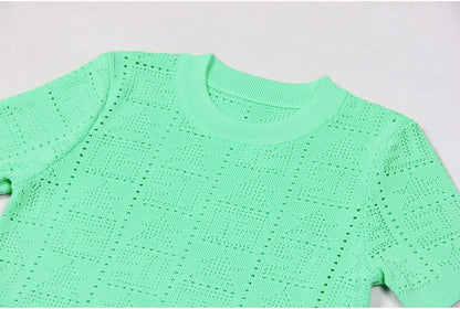 Pattern Knit Crop Sweater Top