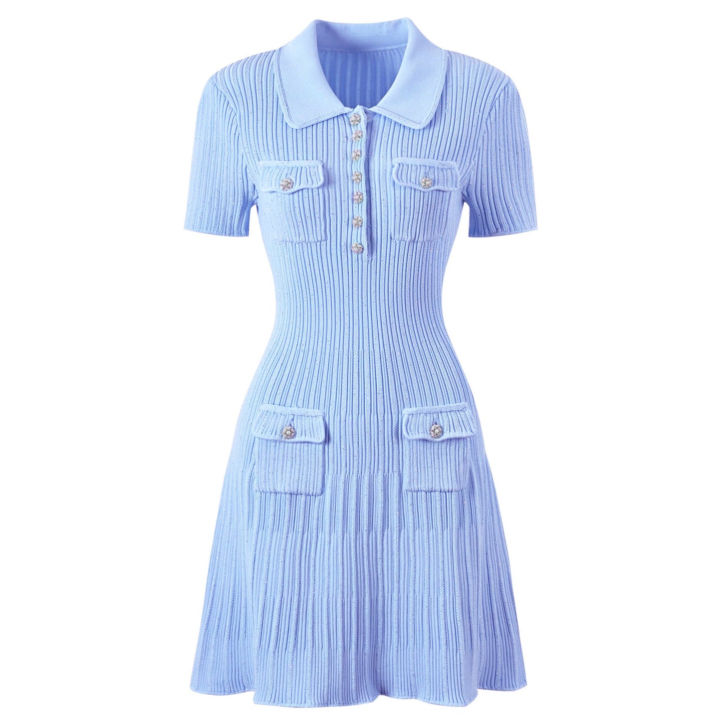 Short Sleeve Knitted Mini Dress
