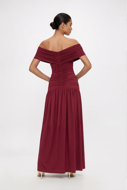 Camille Off-shoulder Maxi Dress • Burgundy
